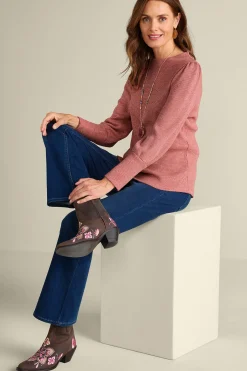 long sleeve|pullovers-Soft Surroundings Melina Waffle Pullover Heather Driftwood