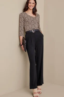 full length|wide leg-Soft Surroundings Melita Wide Leg Pants Black