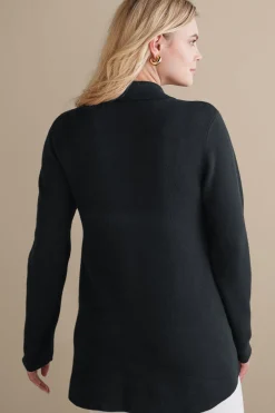 Everyday Styles|Sweaters & Cardigans-Soft Surroundings Meria Zip Sweater Black