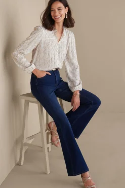 Feminine Flourish|Everyday Styles-Soft Surroundings Mila Metallic Blouse Ivory Pearl