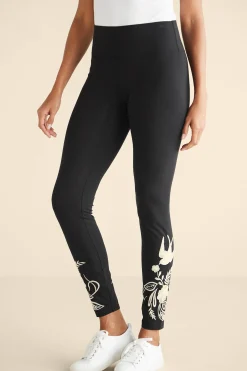 Wear Now Styles|full length-Soft Surroundings Miraflores Embroidered Legging Black