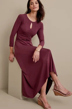 between season|solids-Soft Surroundings Monica Knit Dress Purple Wine