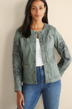 Feminine Flourish|Wear Now Styles-Soft Surroundings Monterey Utility Jacket Agave Green