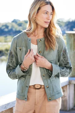 Feminine Flourish|Wear Now Styles-Soft Surroundings Monterey Utility Jacket Agave Green