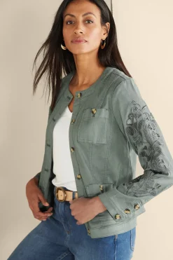 Feminine Flourish|Wear Now Styles-Soft Surroundings Monterey Utility Jacket Agave Green