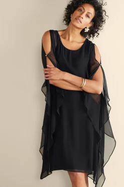 occasion dresses|solids-Soft Surroundings Morlaix Silk Dress Black