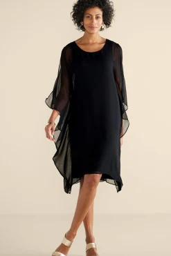 occasion dresses|solids-Soft Surroundings Morlaix Silk Dress Black