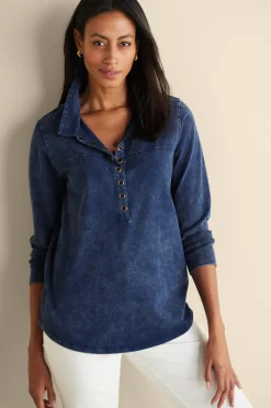 Into The Blues|Wear Now Styles-Soft Surroundings Neera Washed Tunic Denim Blue