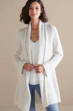 Everyday Styles|Sweaters & Cardigans-Soft Surroundings Neva Sequin Cardigan Ivory