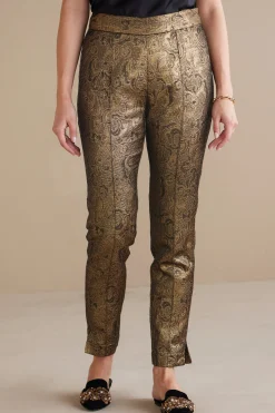 ankle|straight-Soft Surroundings Nevina Jacquard Trouser Gold Floral