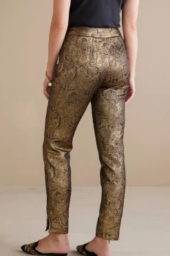 ankle|straight-Soft Surroundings Nevina Jacquard Trouser Gold Floral