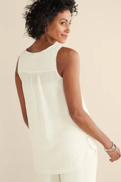 Vacation Shop|Gauze Shop-Soft Surroundings Oceo Gauze Tank Navy