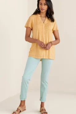short sleeve|pullovers-Soft Surroundings Offshore Top Aquatic Blue