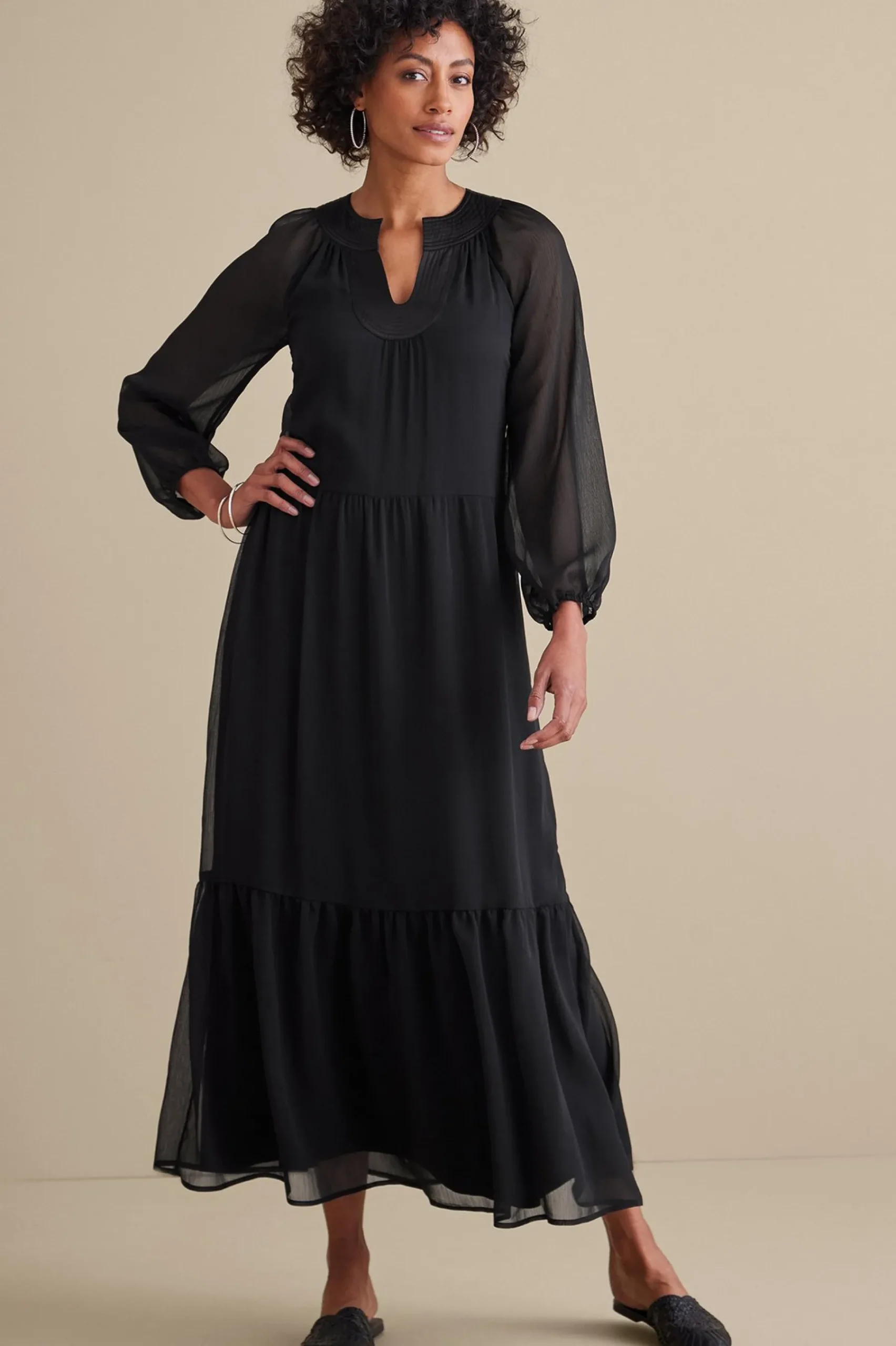forever favorites|occasion dresses-Soft Surroundings Olga Dress Black