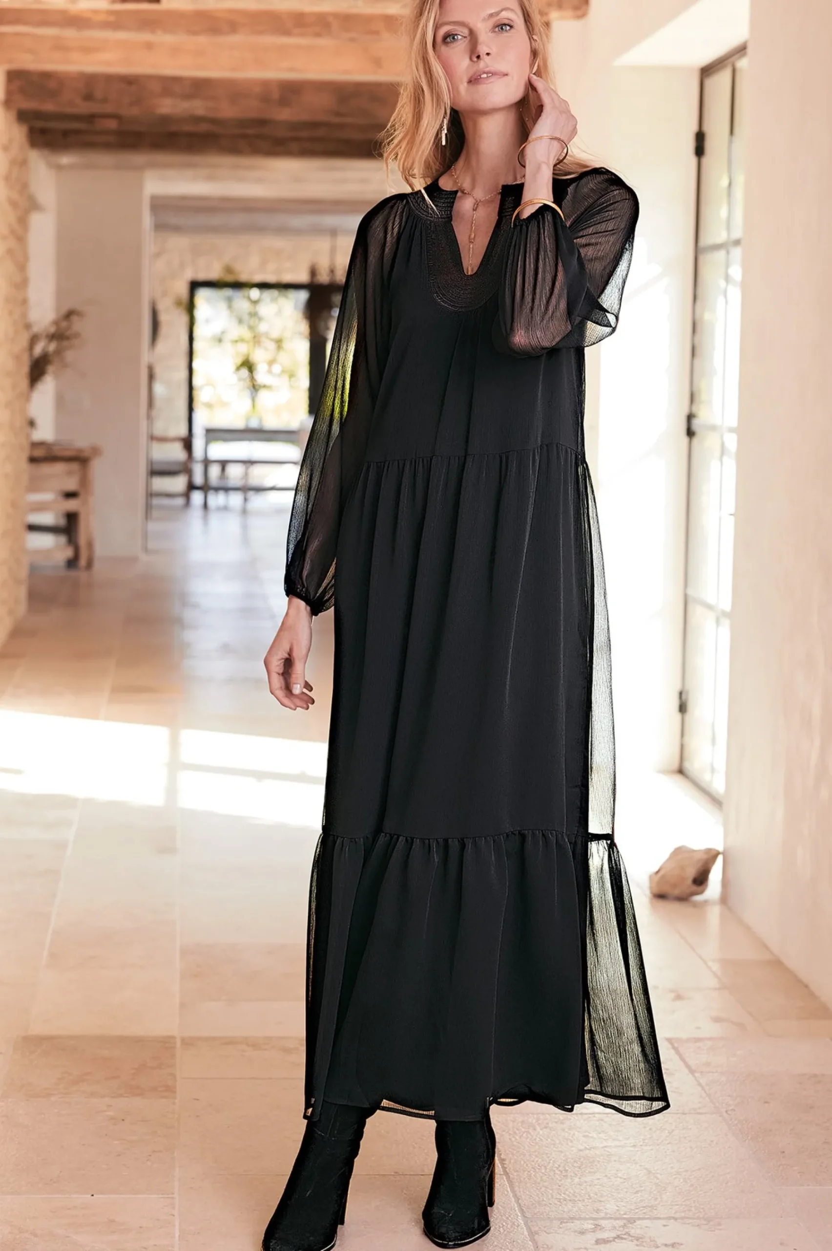 forever favorites|occasion dresses-Soft Surroundings Olga Dress Black