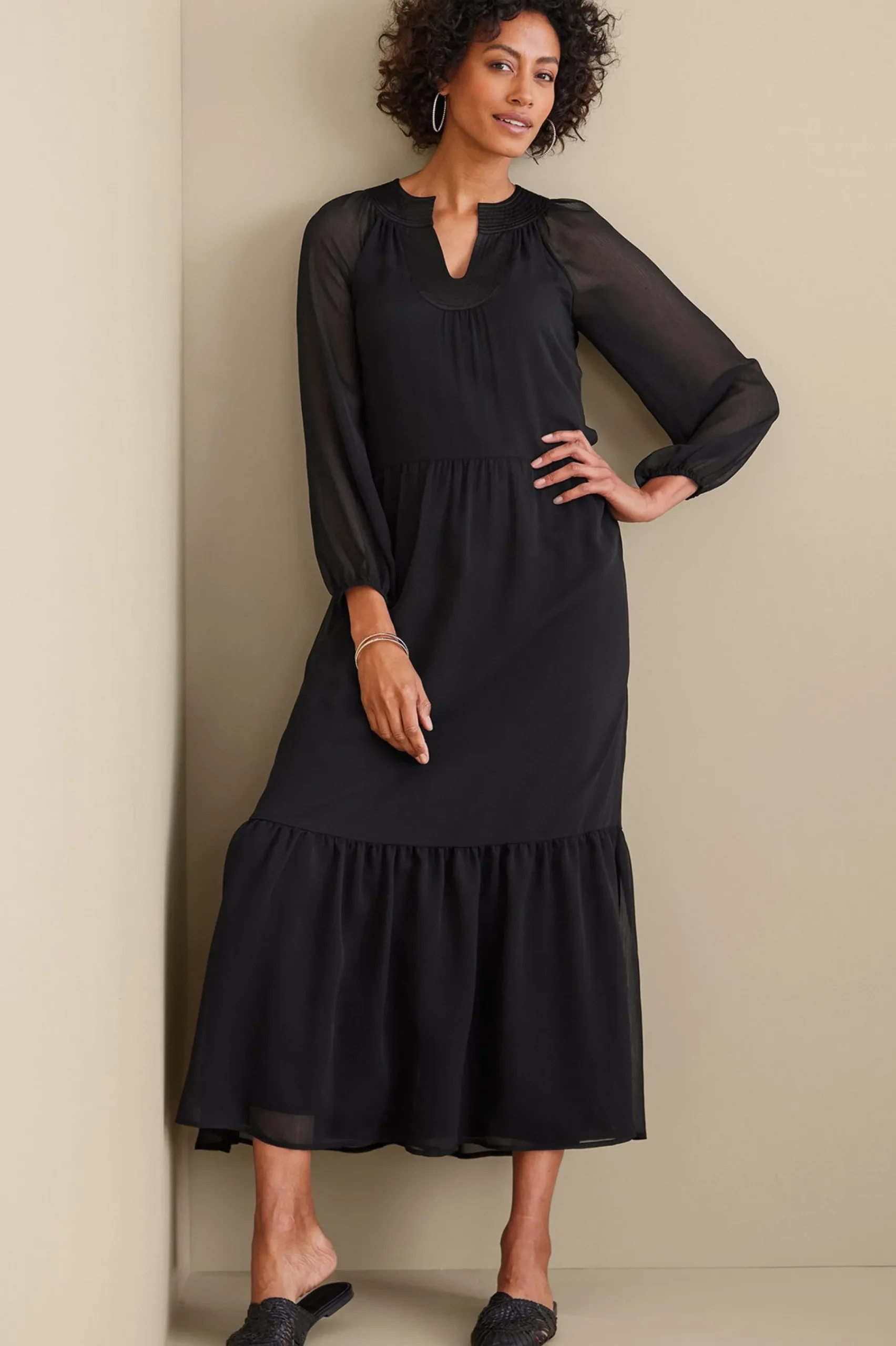 forever favorites|occasion dresses-Soft Surroundings Olga Dress Black