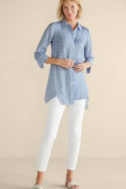 Into The Blues|Vacation Shop-Soft Surroundings On Pointe Shirt Palace Blue Stripe