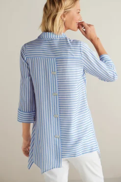 Into The Blues|Vacation Shop-Soft Surroundings On Pointe Shirt Palace Blue Stripe