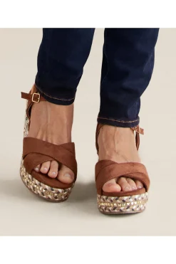 sandals|heels-Soft Surroundings Patrizia Sloane Wedge Brown