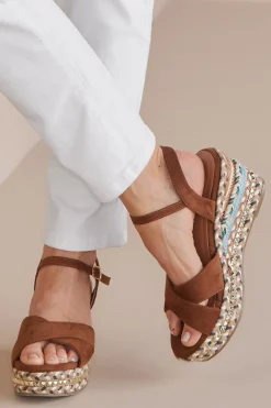 sandals|heels-Soft Surroundings Patrizia Sloane Wedge Brown