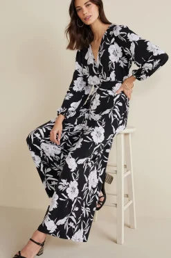 Into The Blues|work to play-Soft Surroundings Penelope Long Sleeve Jumpsuit Black