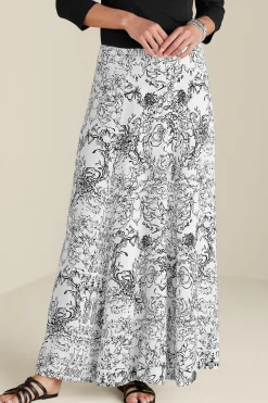 Skirts-Soft Surroundings Petites Amaranth Skirt Black White Floral