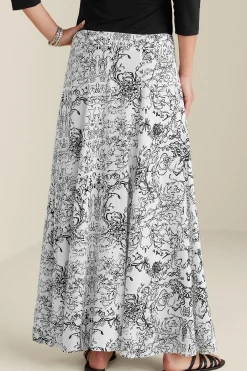 Skirts-Soft Surroundings Petites Amaranth Skirt Black White Floral