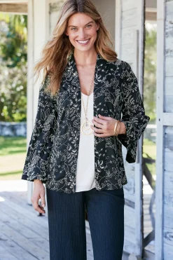 Global Artistry|Jackets & Coats-Soft Surroundings Petites Beatrix Topper Black