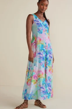 The Floral Shop|Dresses-Soft Surroundings Petites Brenda Maxi Dress Painterly Multi Floral