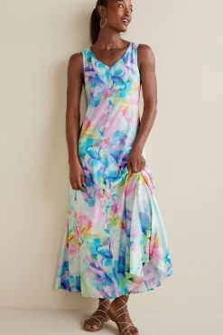 The Floral Shop|Dresses-Soft Surroundings Petites Brenda Maxi Dress Painterly Multi Floral