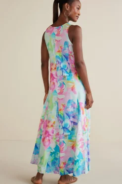 The Floral Shop|Dresses-Soft Surroundings Petites Brenda Maxi Dress Painterly Multi Floral