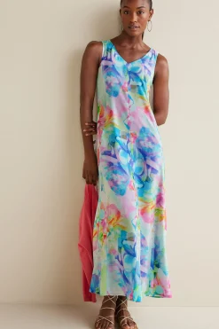 The Floral Shop|Dresses-Soft Surroundings Petites Brenda Maxi Dress Painterly Multi Floral