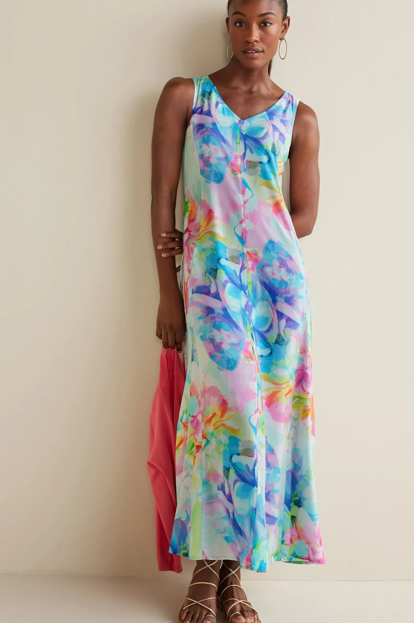 The Floral Shop|Dresses-Soft Surroundings Petites Brenda Maxi Dress Painterly Multi Floral