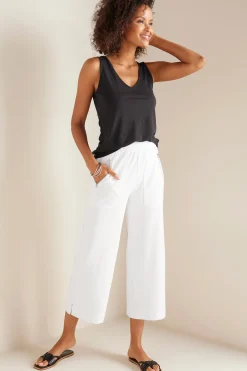 crops & capris|wide leg-Soft Surroundings Petites Caicos Knit Crop Black