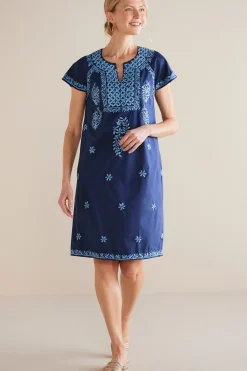 Into The Blues|Global Artistry-Soft Surroundings Petites Davina Short Dress Navy