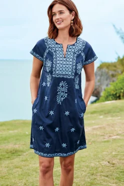 Into The Blues|Global Artistry-Soft Surroundings Petites Davina Short Dress Navy
