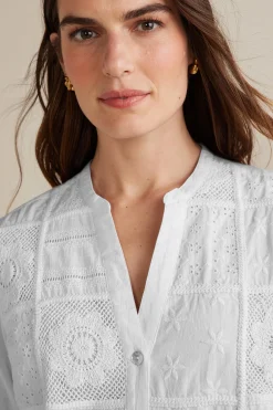 Feminine Flourish|Global Artistry-Soft Surroundings Petites Eleanor Crochet Shirt White
