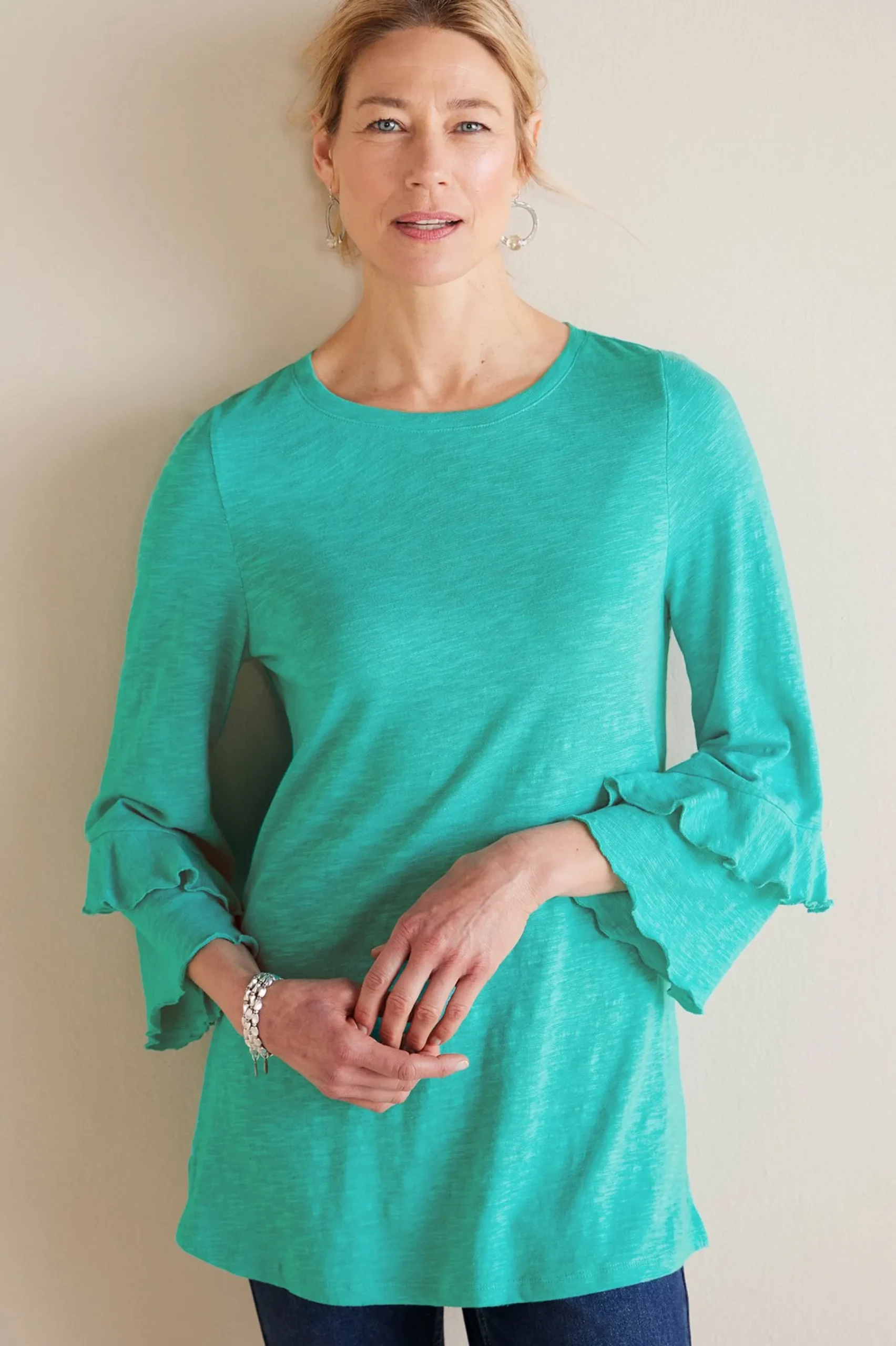 Feminine Flourish|Into The Blues-Soft Surroundings Petites Erin Linen Blend Tunic Sangria