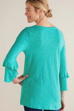 Feminine Flourish|Into The Blues-Soft Surroundings Petites Erin Linen Blend Tunic Sangria