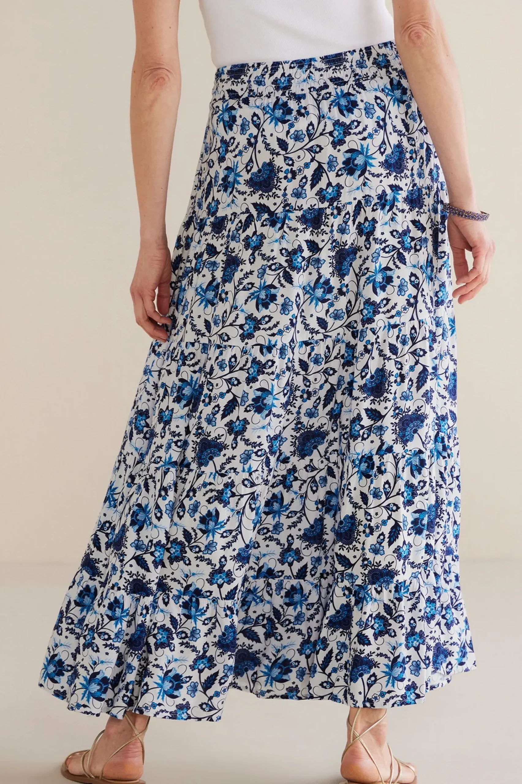 Into The Blues|The Floral Shop-Soft Surroundings Petites Ginnie Maxi Skirt Blue Floral
