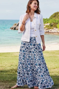 Into The Blues|The Floral Shop-Soft Surroundings Petites Ginnie Maxi Skirt Blue Floral