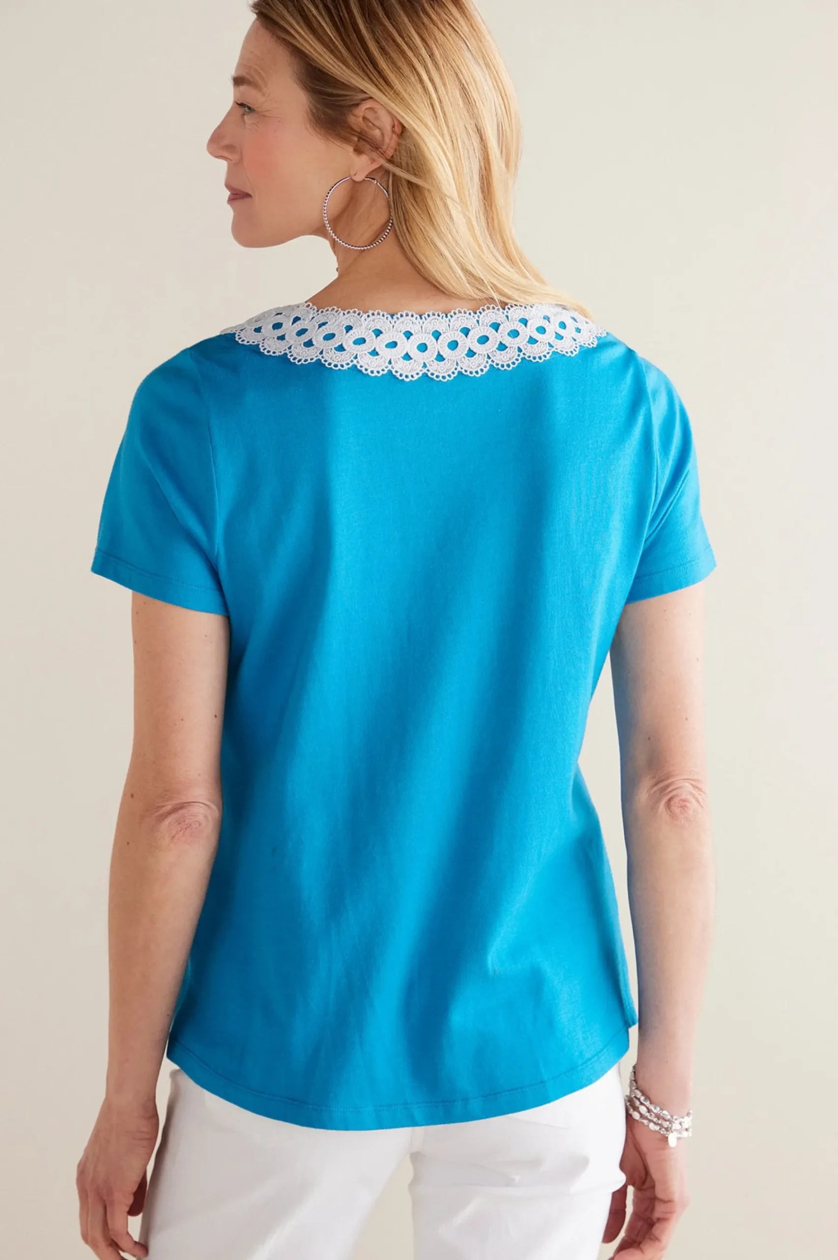 Into The Blues|Global Artistry-Soft Surroundings Petites Kaitlyn Embellished Knit Tee Swedish Blue