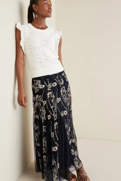 Global Artistry|Skirts-Soft Surroundings Petites Leatrice Embroidered Maxi Skirt Black