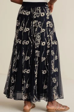 Global Artistry|Skirts-Soft Surroundings Petites Leatrice Embroidered Maxi Skirt Black
