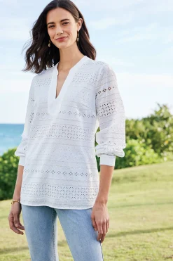 Feminine Flourish|Global Artistry-Soft Surroundings Petites Lenore Eyelet Top White