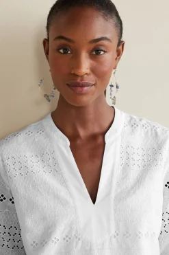 Feminine Flourish|Global Artistry-Soft Surroundings Petites Lenore Eyelet Top White