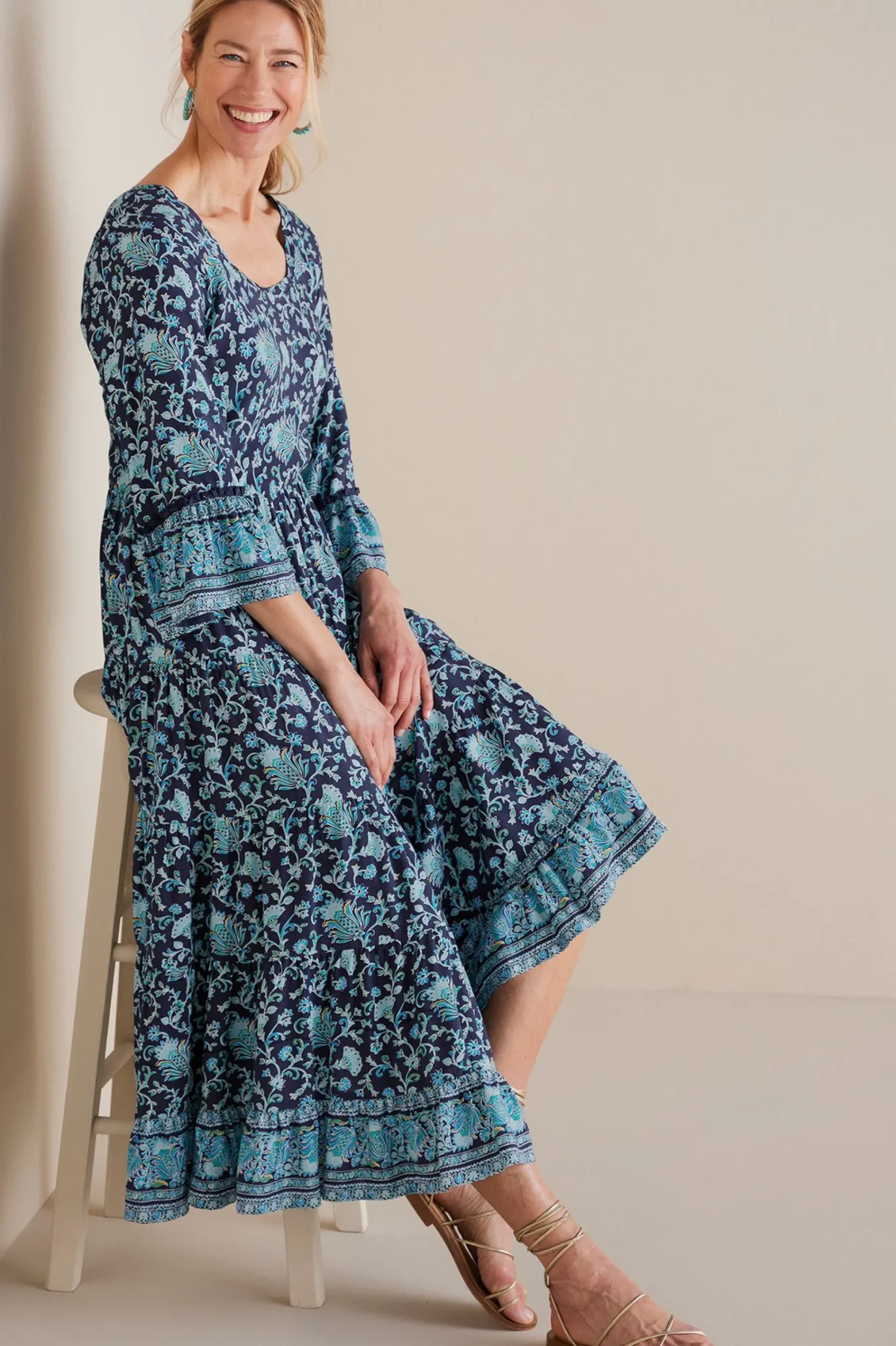 Feminine Flourish|Dresses-Soft Surroundings Petites Lily Midi Dress Maroon Sketched Botanicals
