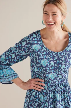 Feminine Flourish|Dresses-Soft Surroundings Petites Lily Midi Dress Maroon Sketched Botanicals
