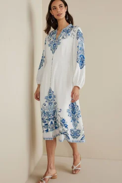 Into The Blues|Global Artistry-Soft Surroundings Petites Louise Midi Dress Perissa Scarf