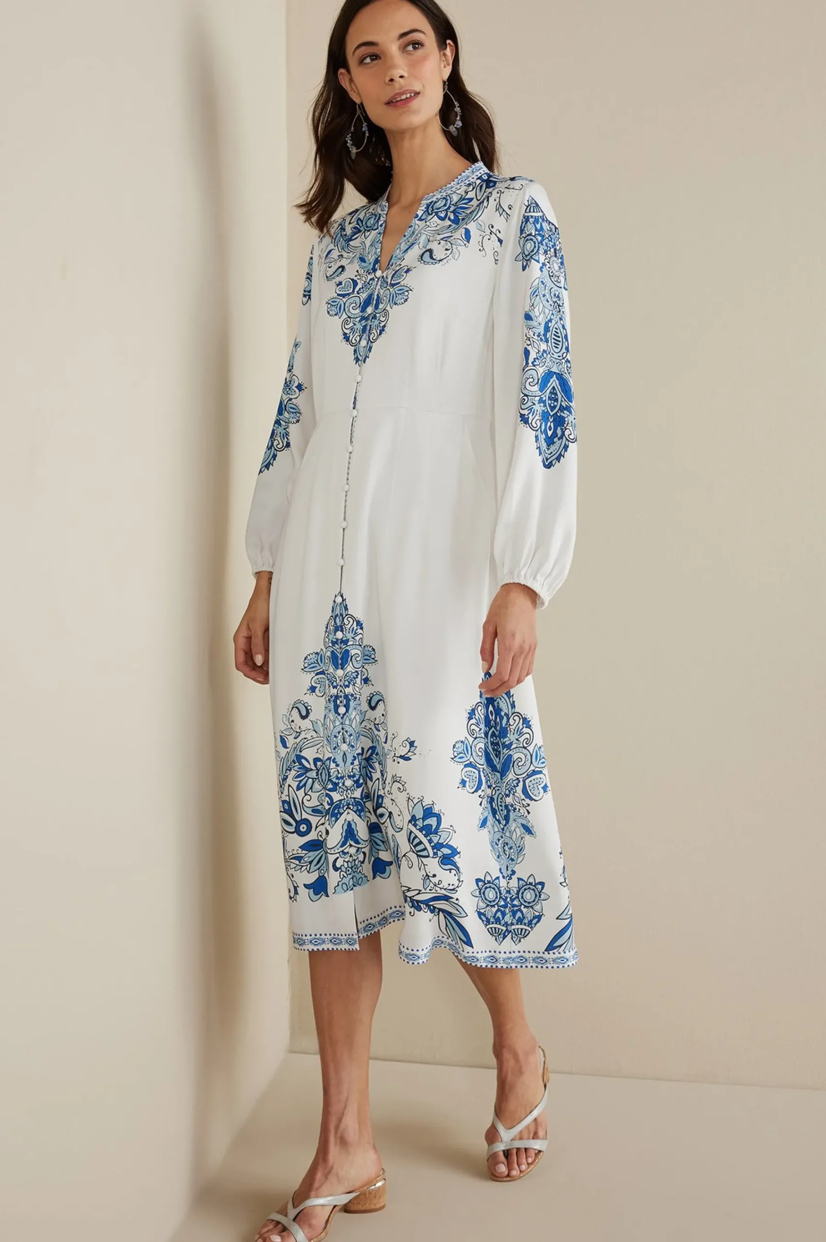 Into The Blues|Global Artistry-Soft Surroundings Petites Louise Midi Dress Perissa Scarf